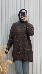 Baklava Desen Sakallı Ve İncili Triko