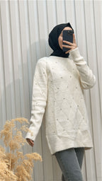 Baklava Desen Sakallı Ve İncili Triko