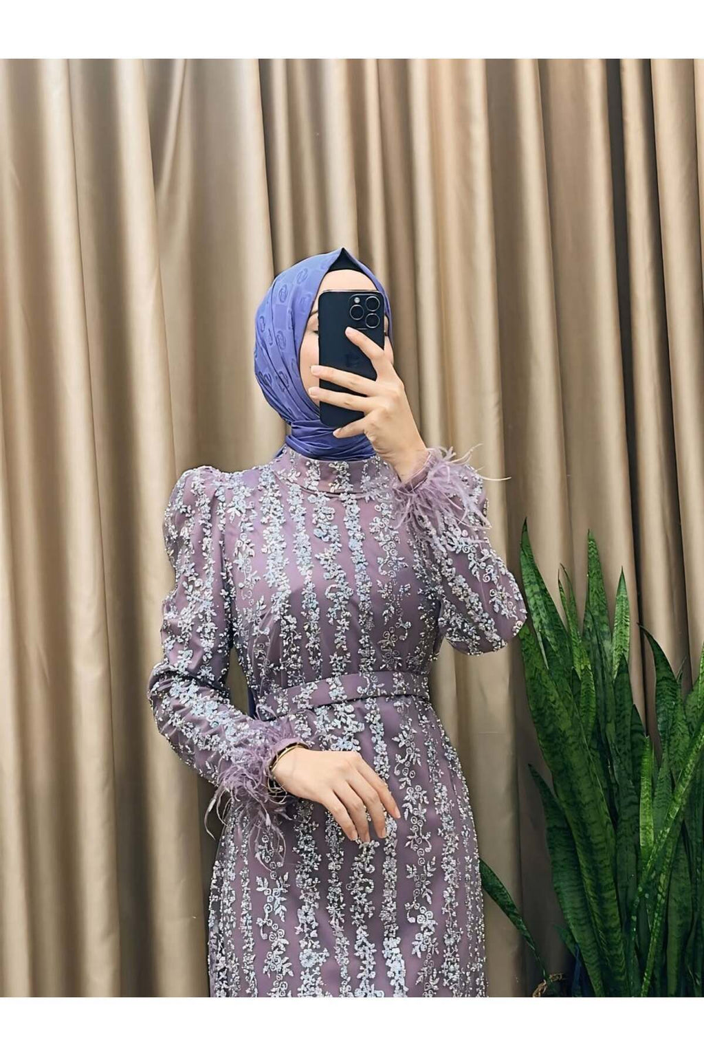 Kol Ucu Püsküllü Taş İşelemeli Abiye