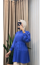 Ön Düğmeli Pliseli Tunik