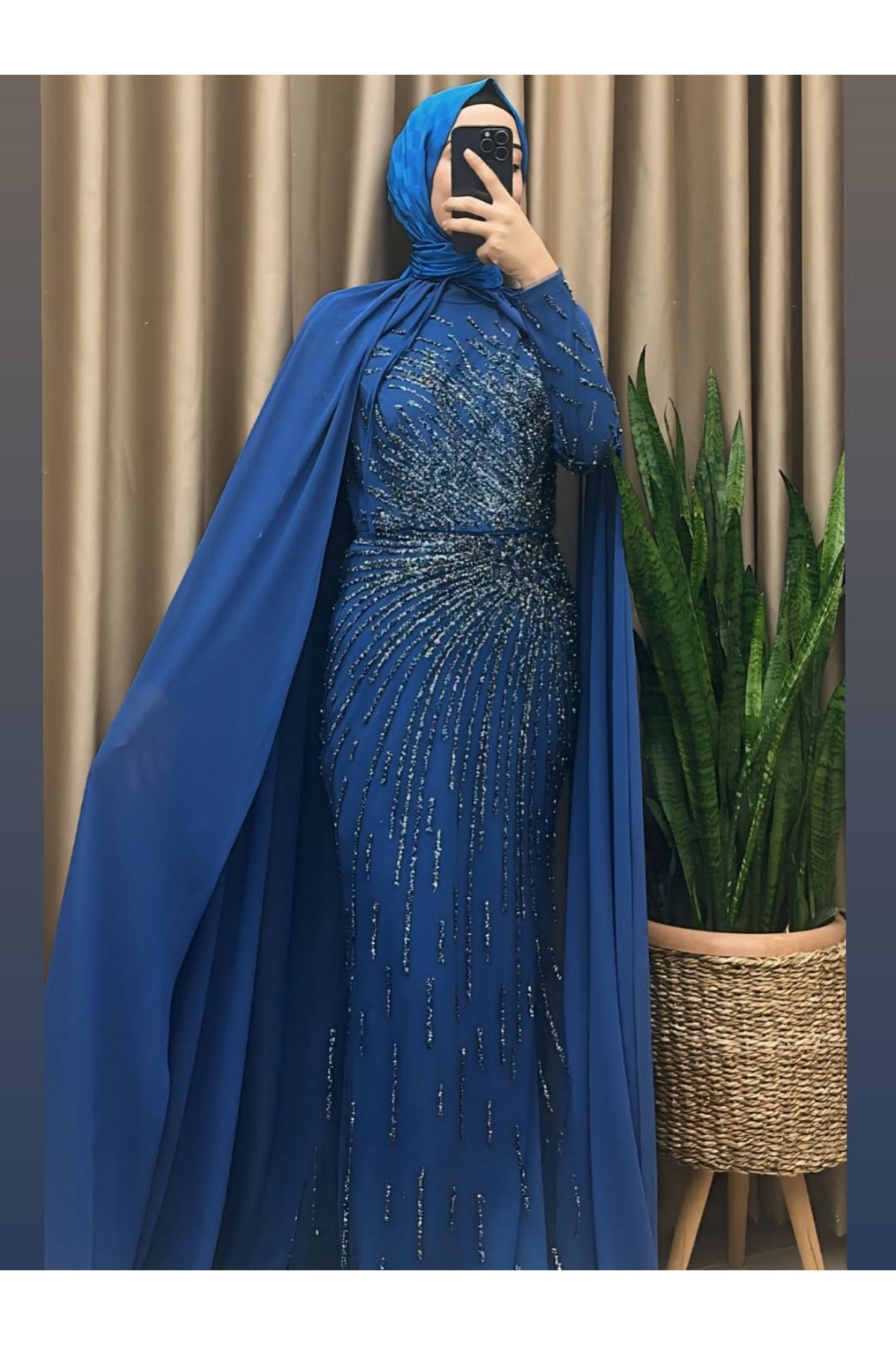 Pelerinli Taşlı Tasarım Abiye