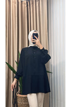 Ön Düğmeli Pliseli Tunik