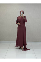 Omuz güllü Pelerinli Tül Abiye