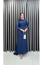 Omuz güllü Pelerinli Tül Abiye