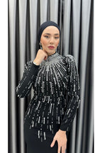 Taş İşlemeli Balık Abiye