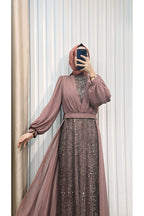 Boncuk İşlemeli Pelerinli Abiye