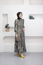 DESENLİ SATEN ELBİSE