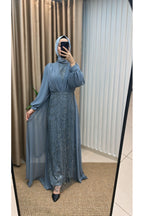 Boncuk İşlemeli Pelerinli Abiye