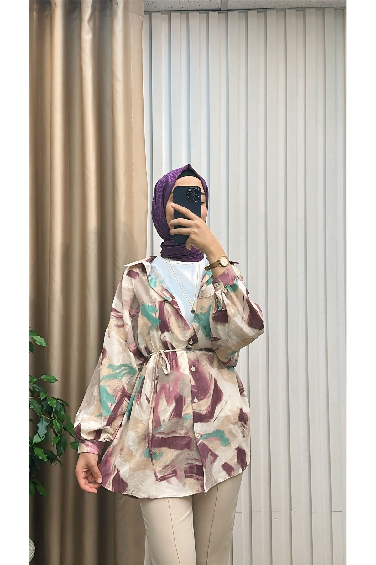 Fırça Desenli Tunik Gömlek