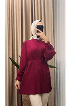 Ön Düğmeli Pliseli Tunik