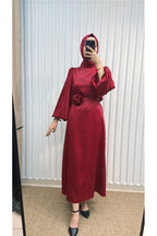 GÜL KUŞAKLI SATEN ABİYE