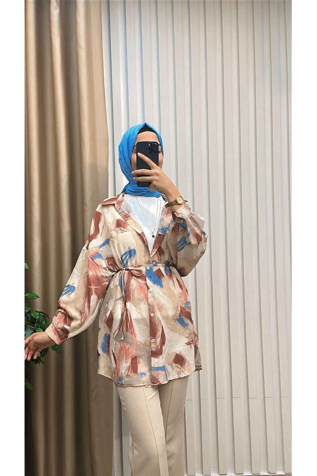 Fırça Desenli Tunik Gömlek