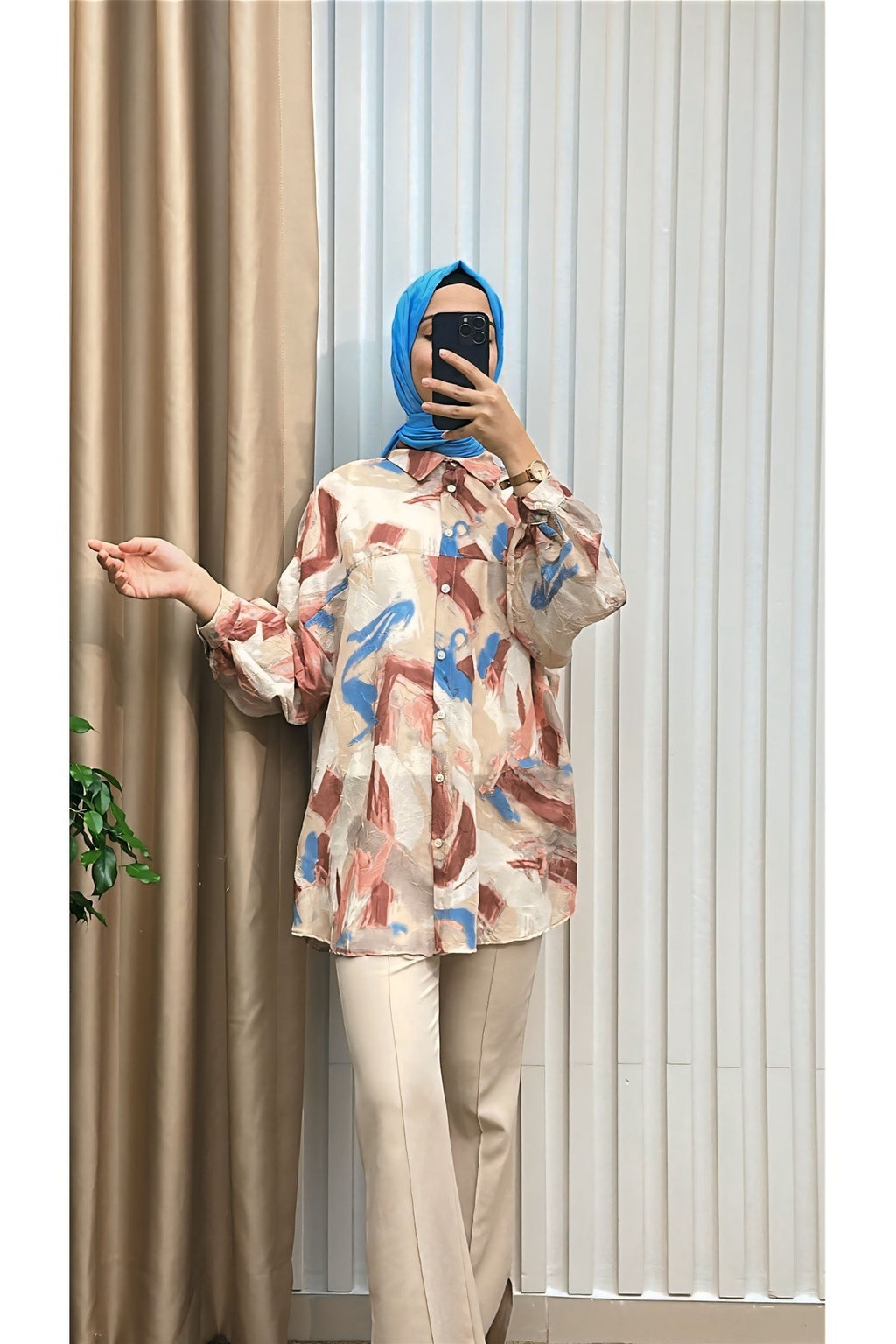 Fırça Desenli Tunik Gömlek