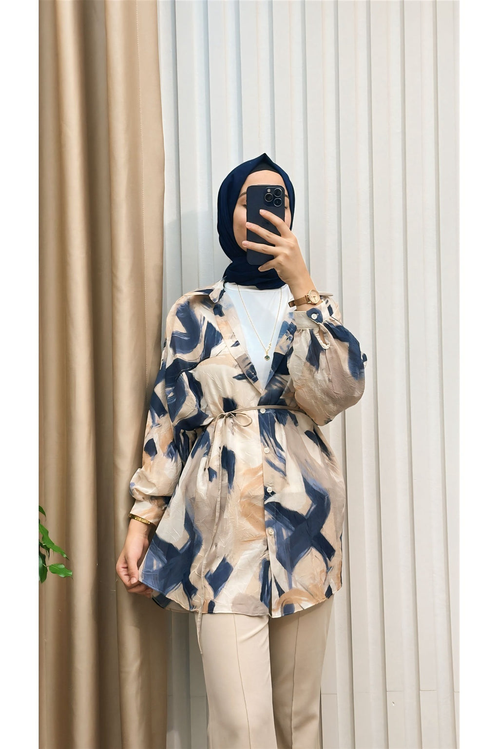 Fırça Desenli Tunik Gömlek