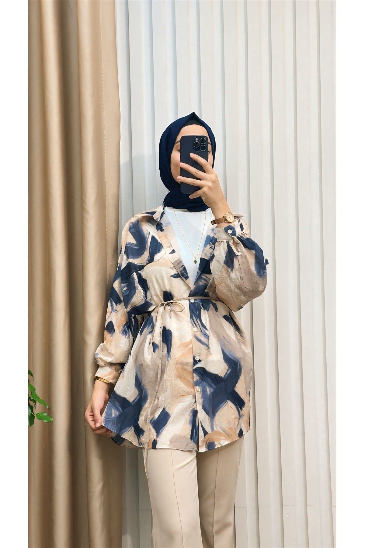 Fırça Desenli Tunik Gömlek