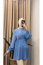 Ön Düğmeli Pliseli Tunik