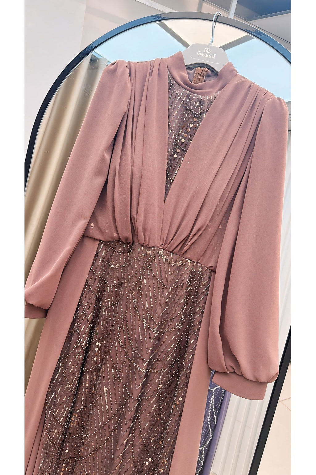 Pelerinli Taşlı Şifon Abiye