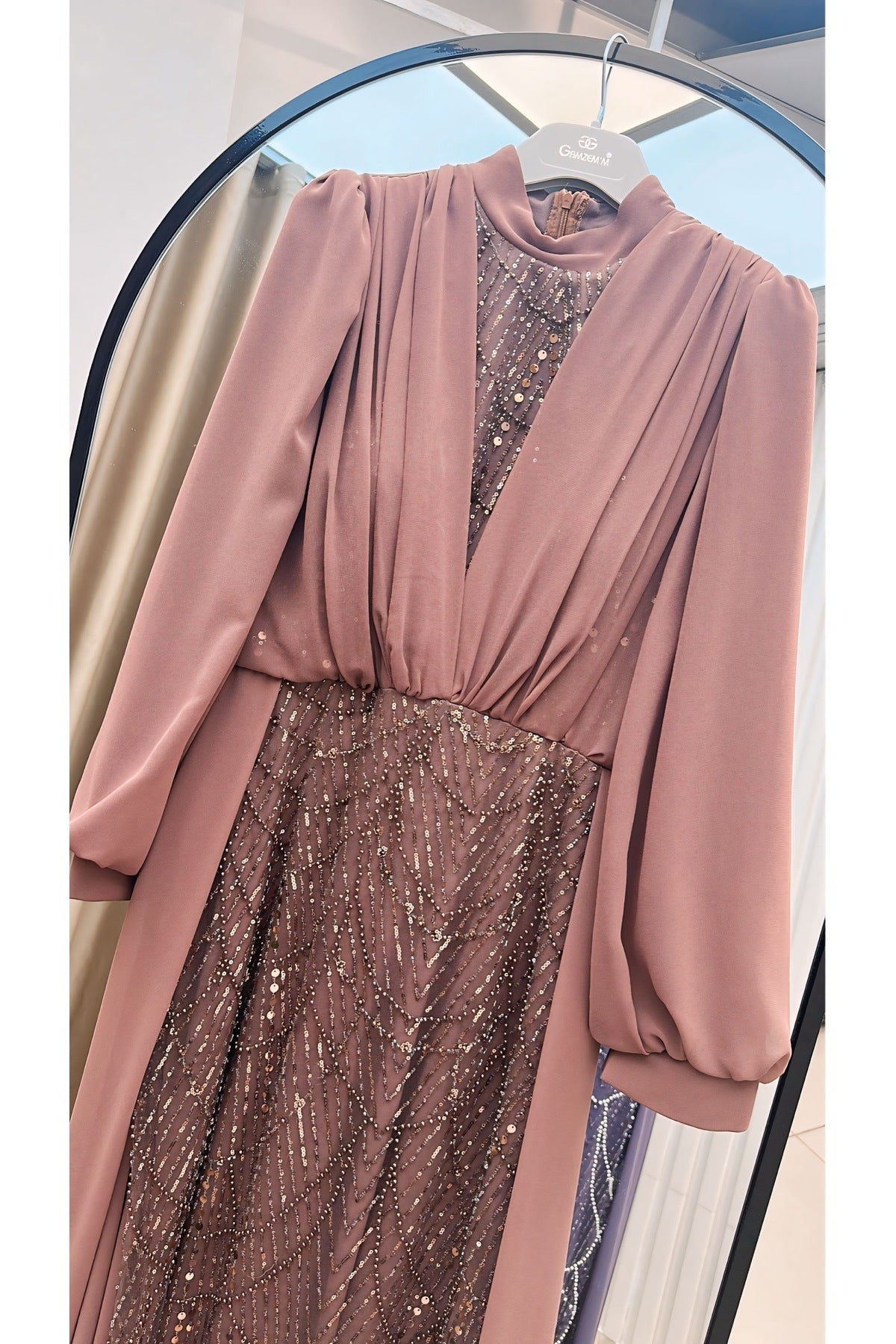 Pelerinli Taşlı Şifon Abiye