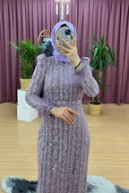 KOLLARI TÜYLÜ PAYETLİ KALEM ABİYE