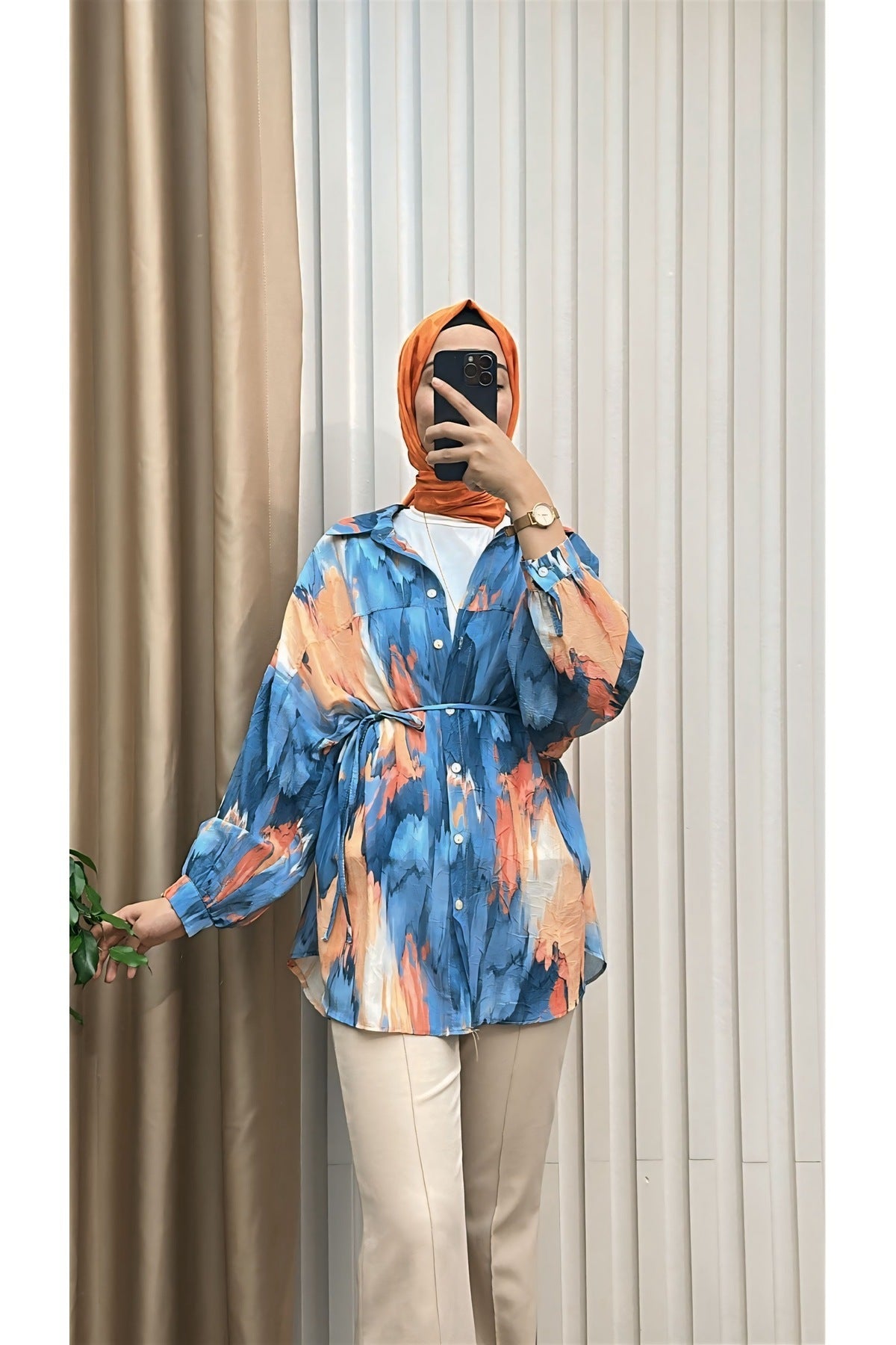 Fırça Desenli Tunik Gömlek