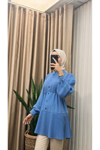 Ön Düğmeli Pliseli Tunik