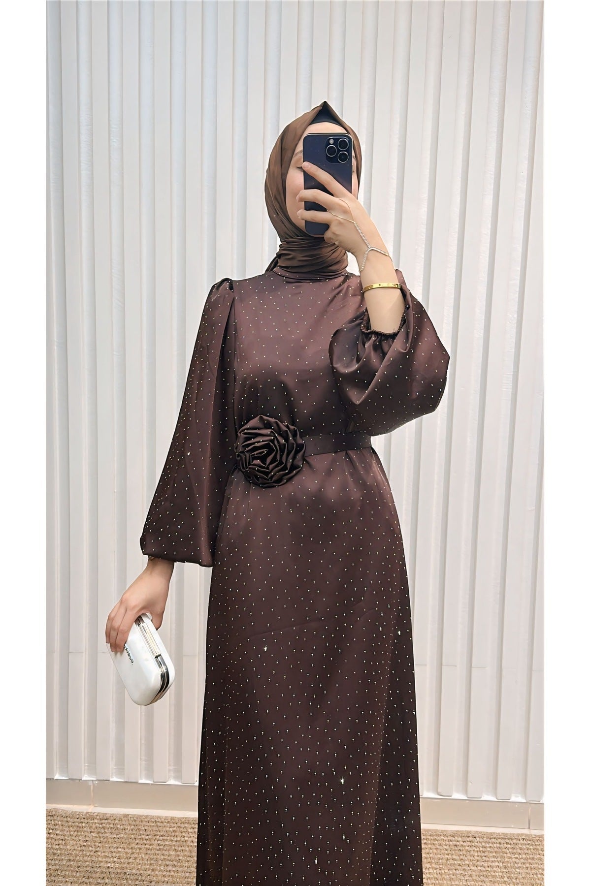 GÜL KUŞAKLI SATEN ABİYE