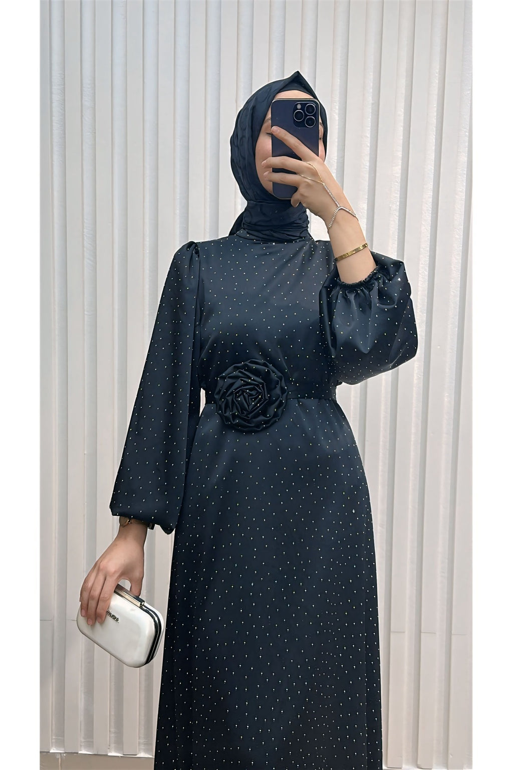 GÜL KUŞAKLI SATEN ABİYE