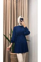 Ön Düğmeli Pliseli Tunik