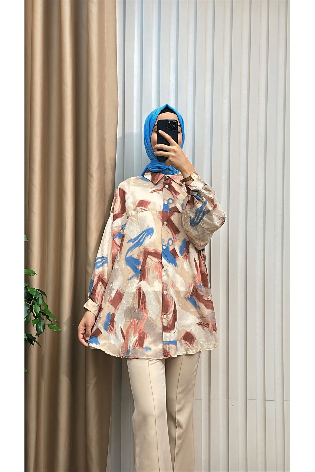 Fırça Desenli Tunik Gömlek