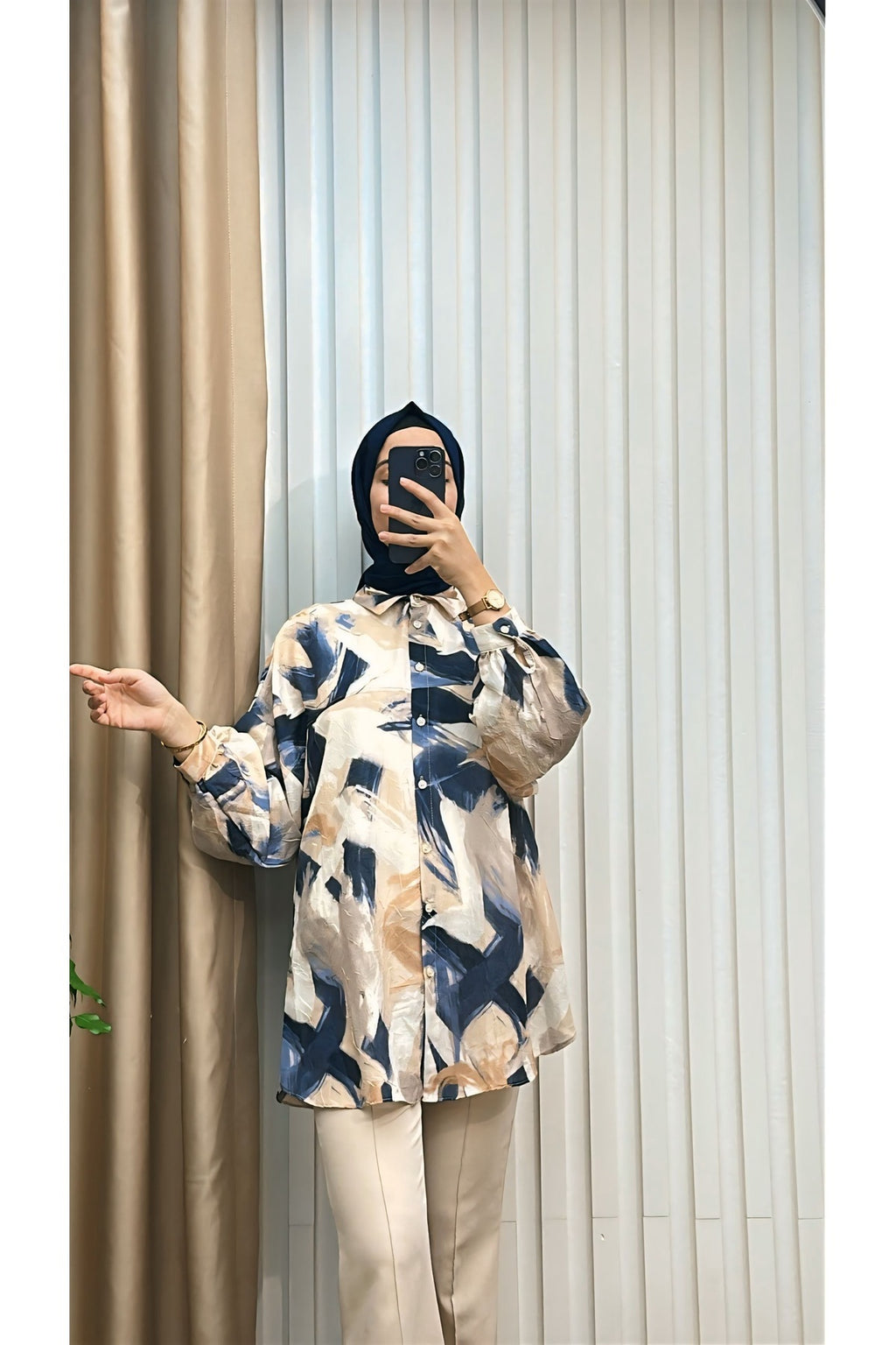 Fırça Desenli Tunik Gömlek