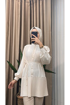 Ön Düğmeli Pliseli Tunik