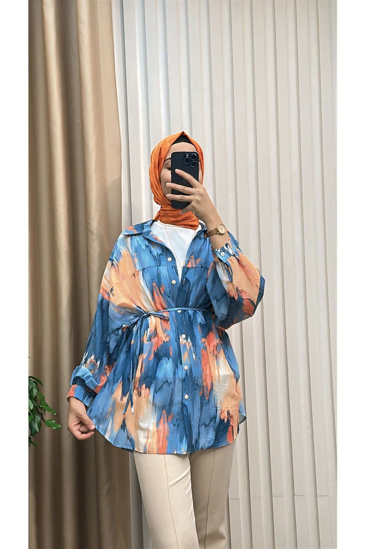 Fırça Desenli Tunik Gömlek