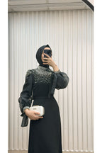 İnci İşlemeli Krep Abiye