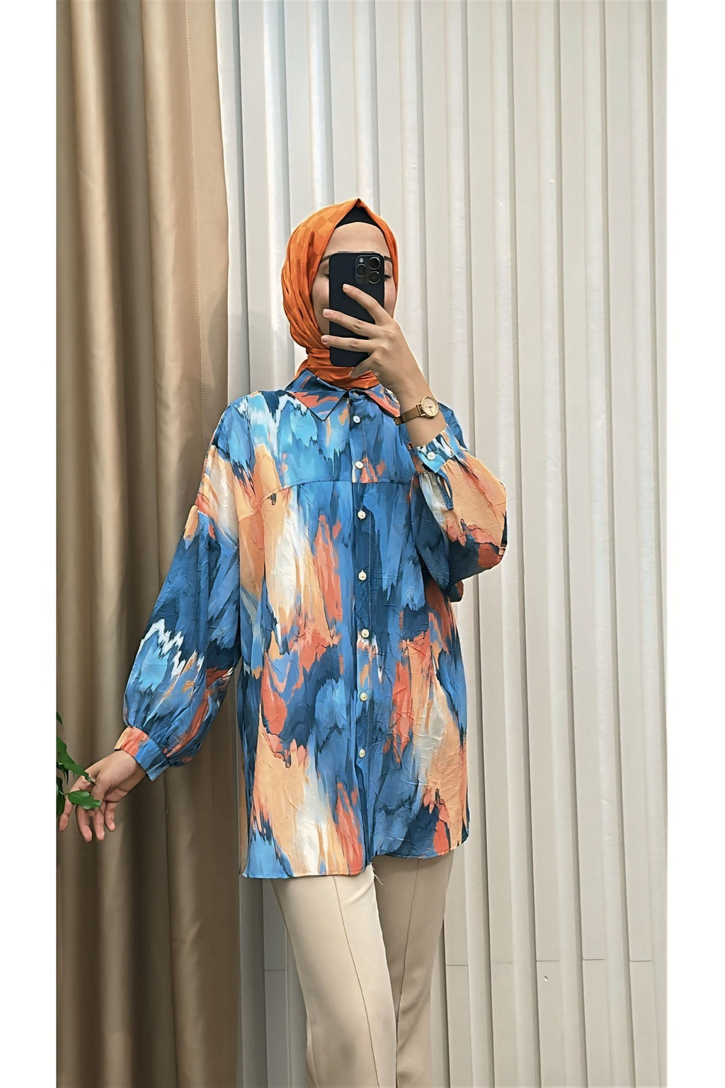 Fırça Desenli Tunik Gömlek