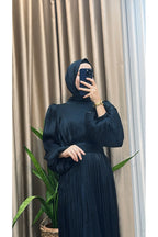 Balon Kol Ve Bel Pileli Saten Tül Abiye