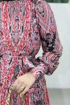 DESENLİ SATEN ELBİSE