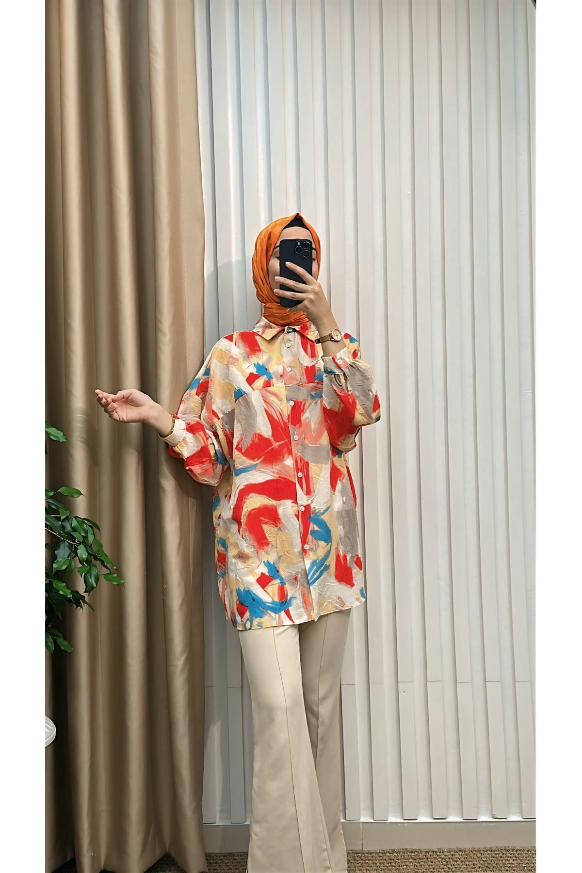 Fırça Desenli Tunik Gömlek