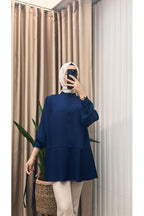 Ön Düğmeli Pliseli Tunik