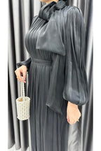 Boyundan Bağlamalı Balon Kol Janjan Abiye