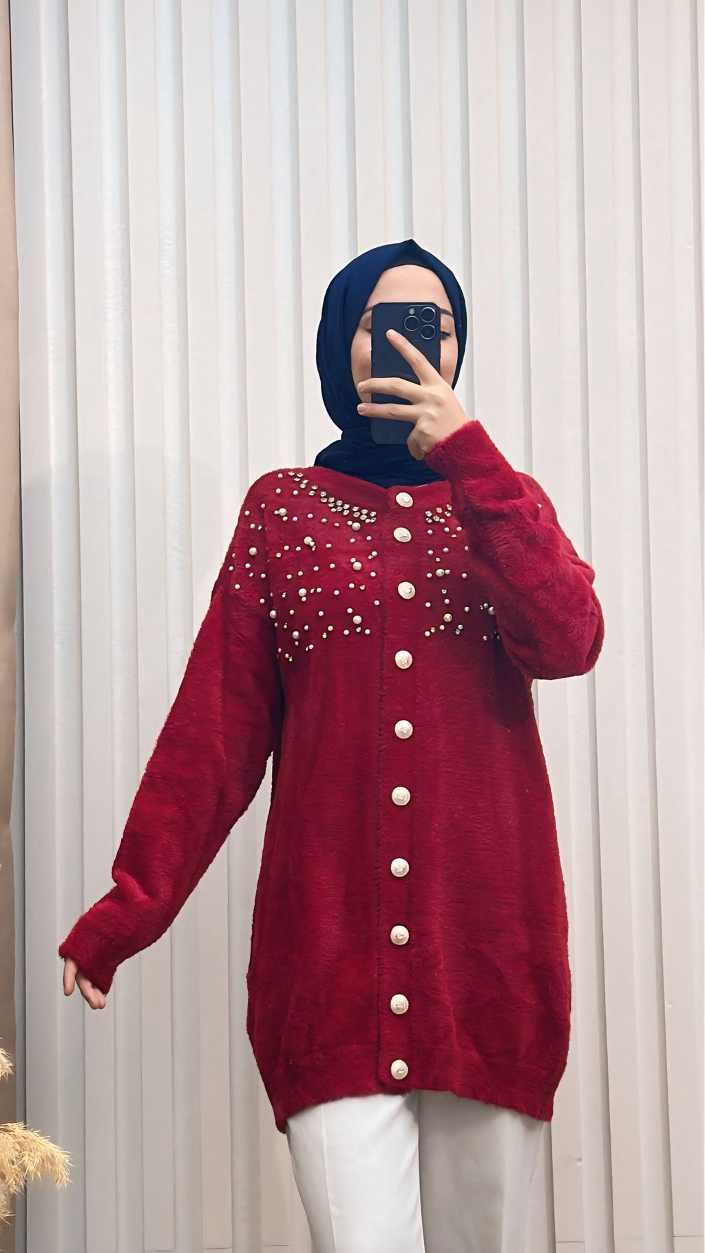 Triko Hırka Tunik Bordo