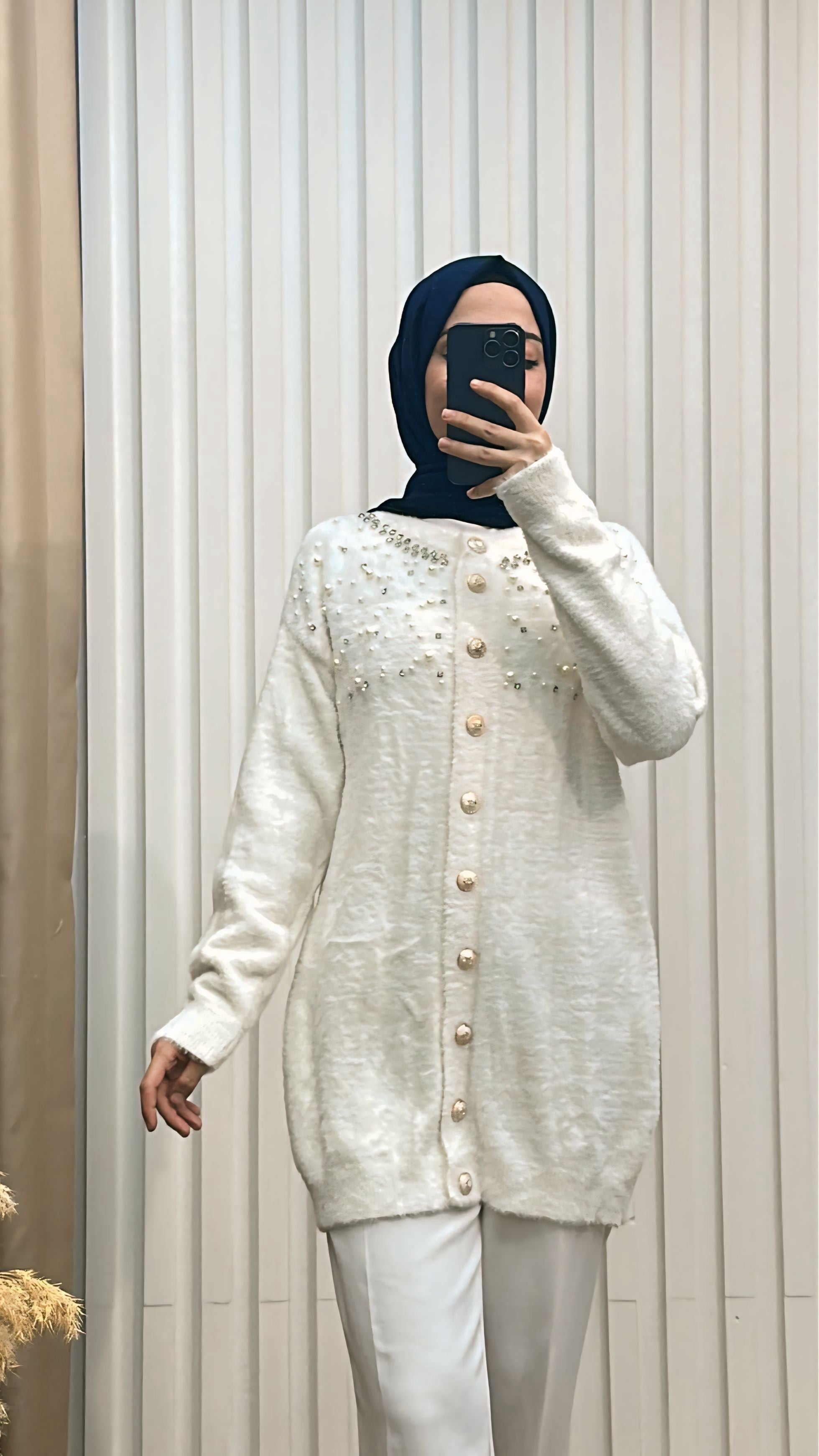 Triko Hırka Tunik Ekru