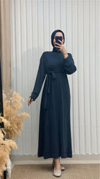 İnci Detaylı Kuşaklı Tesettür Elbise