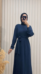 İnci Detaylı Kuşaklı Tesettür Elbise