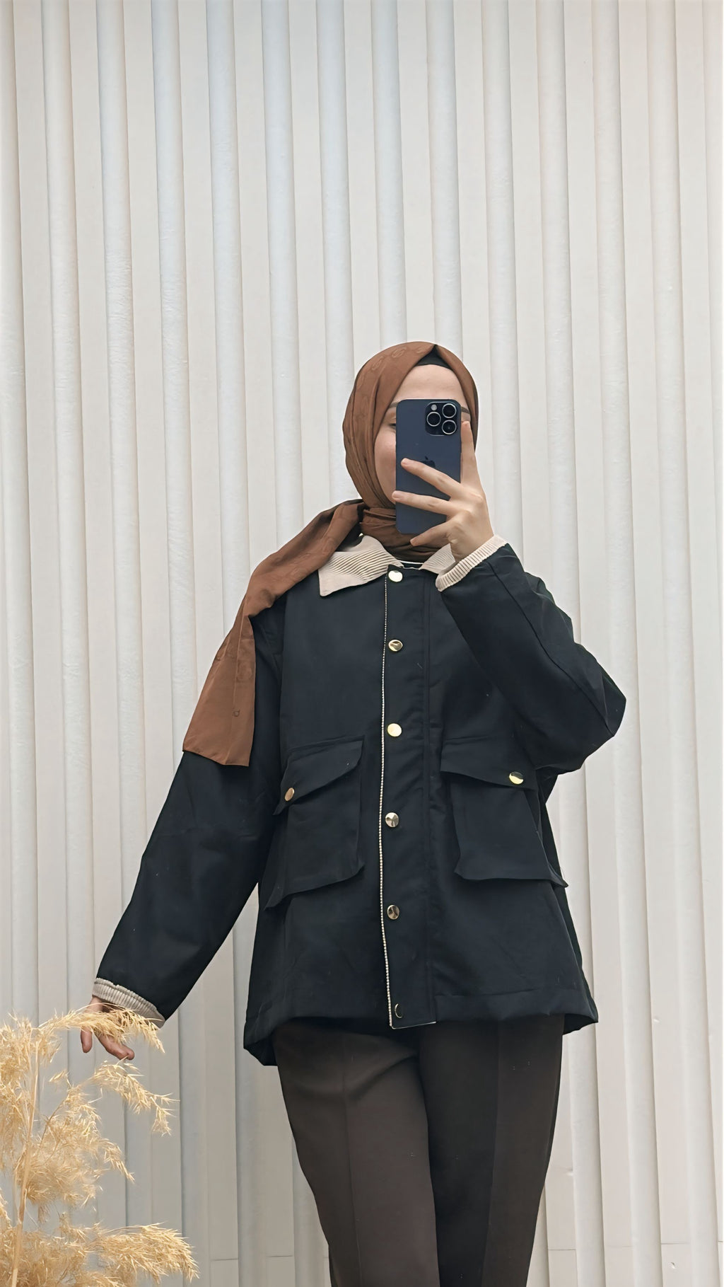 Kadife Yaka Cepli Çeket