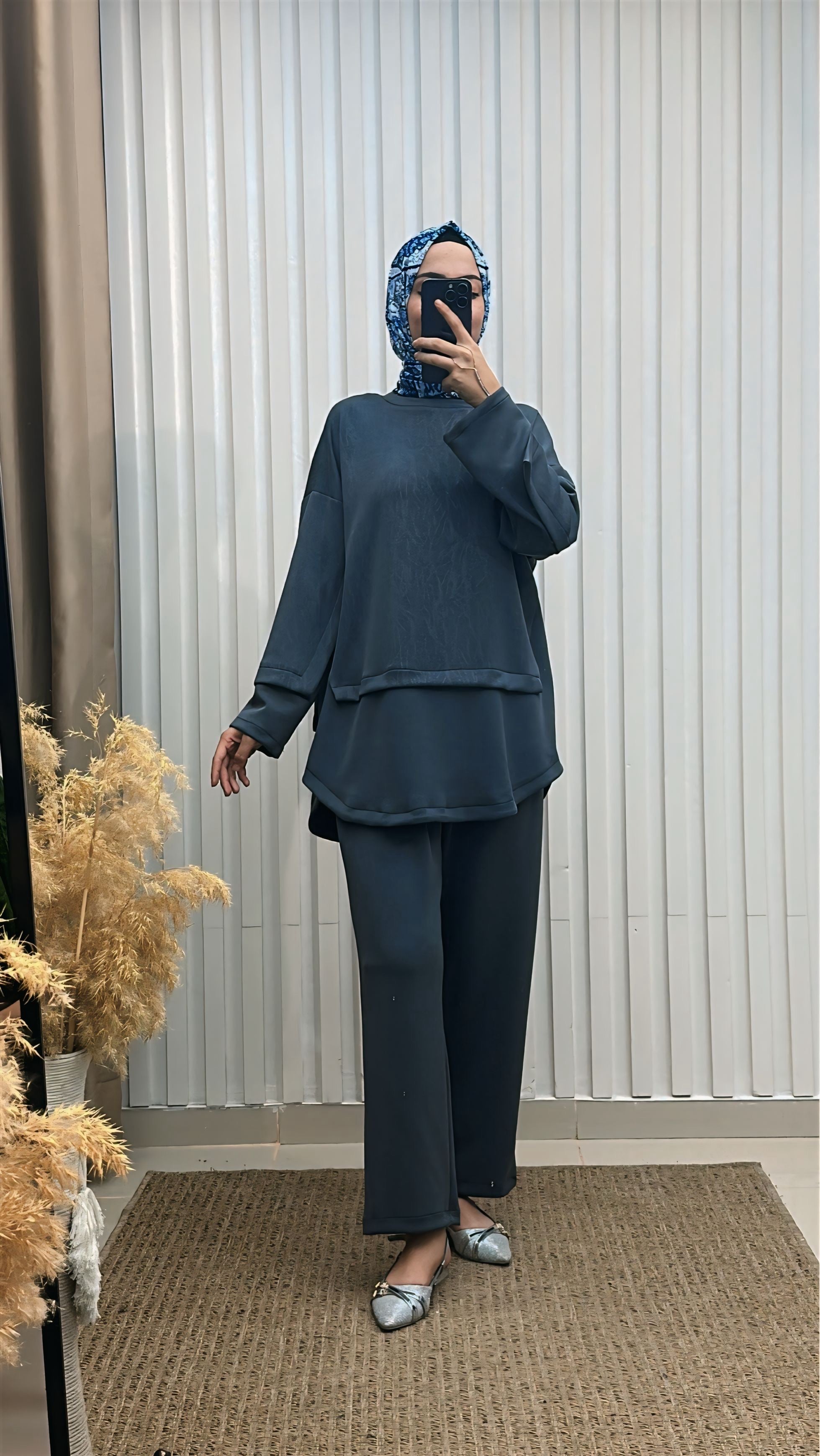 Baskı Detaylı Oversize İkili Takım