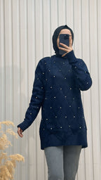 Baklava Desen Sakallı Ve İncili Triko