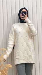 Baklava Desen Sakallı Ve İncili Triko