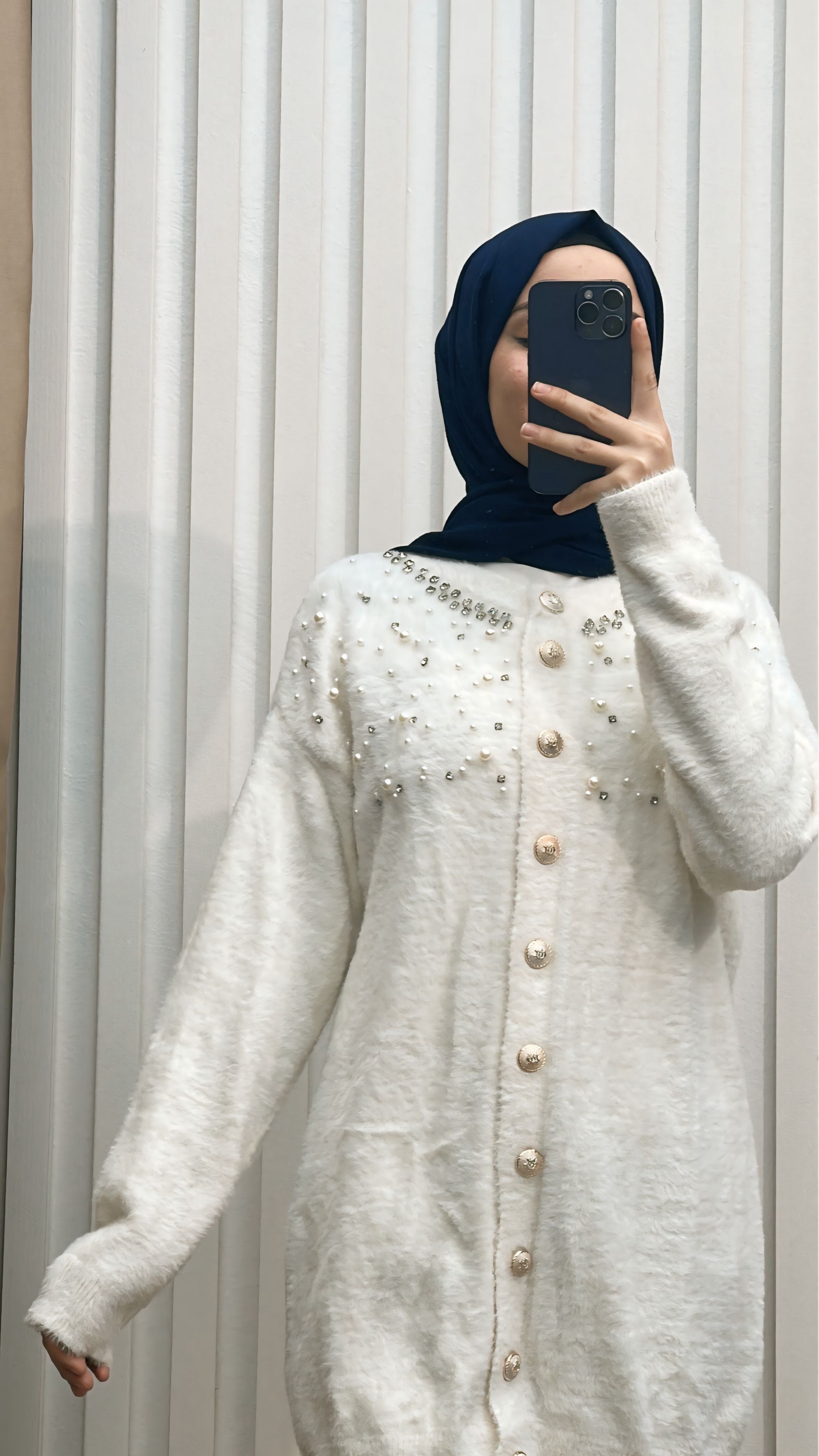 Triko Hırka Tunik Ekru