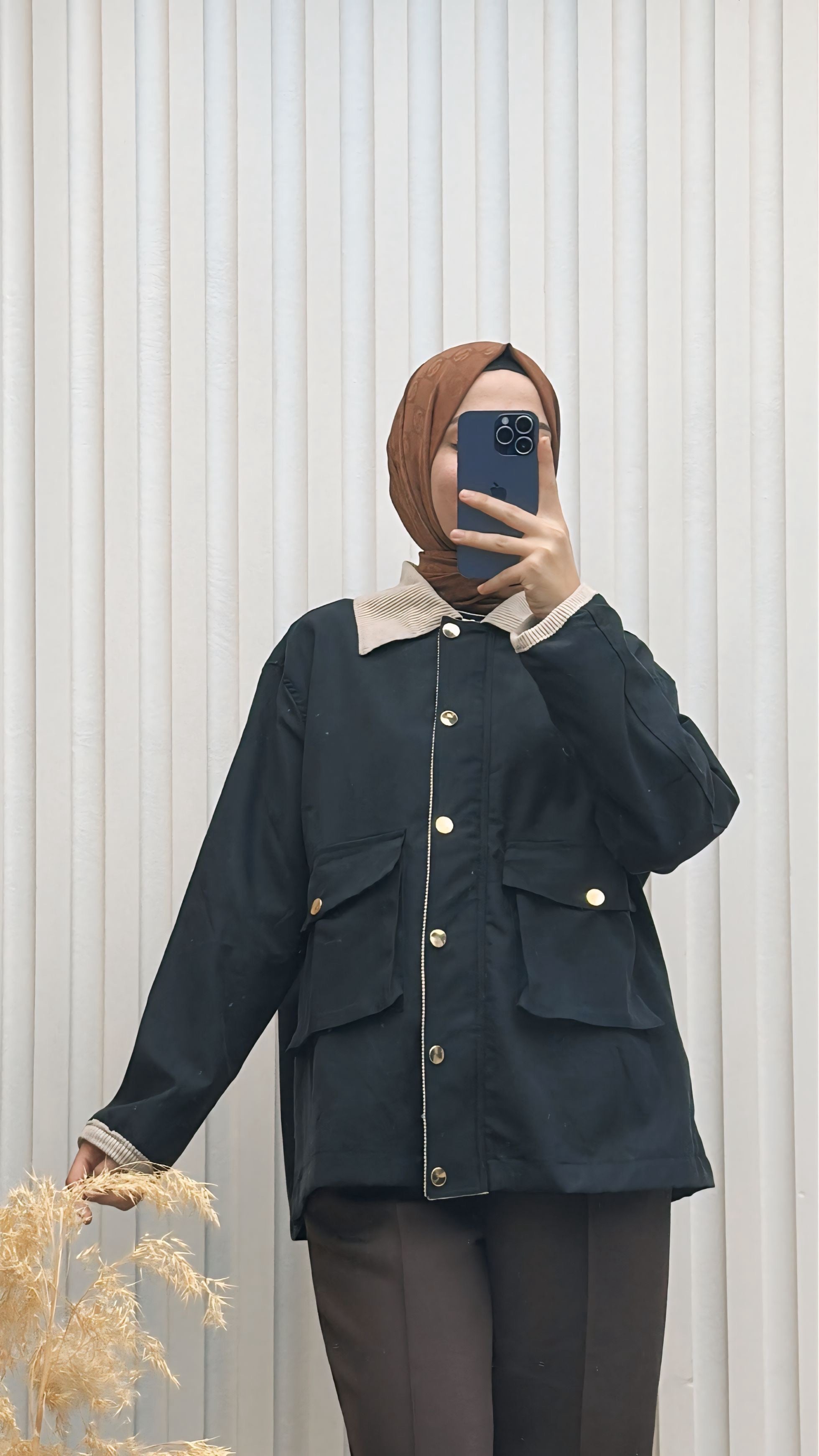 Kadife Yaka Cepli Çeket