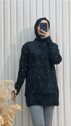 Baklava Desen Sakallı Ve İncili Triko